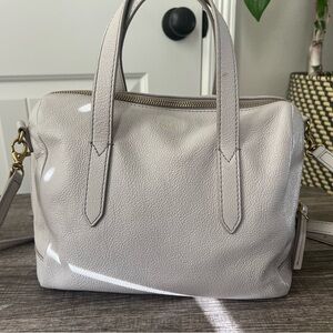 Fossil Sydney Satchel Cream/Mushroom Clay Leather Handbag